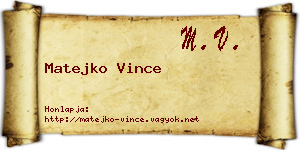 Matejko Vince névjegykártya